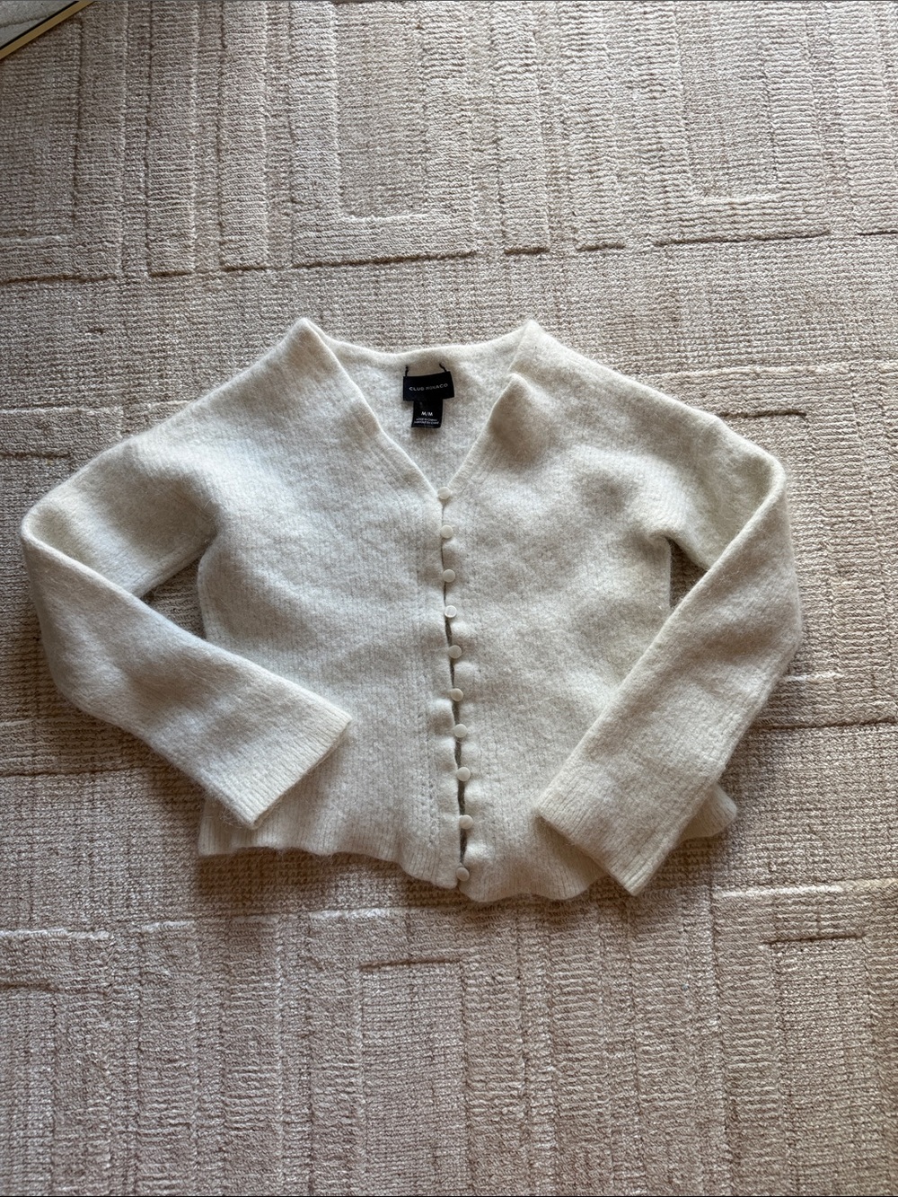 Club Monaco Cream Button-Front V-Neck Cardigan